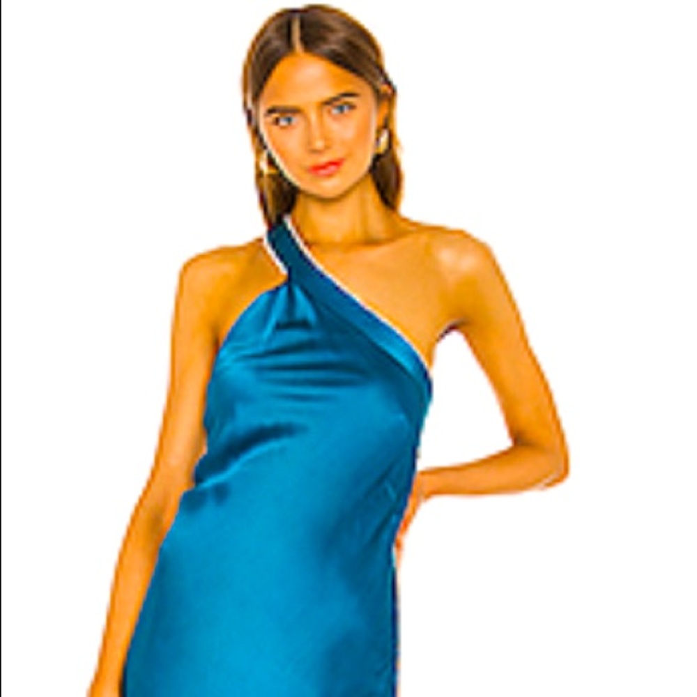 Michelle Mason One shoulder Embellished silk gown